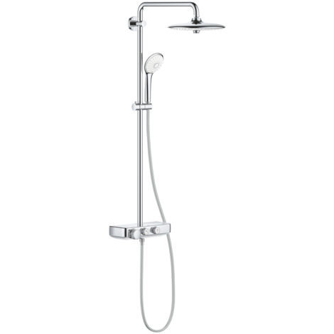 Grohe – Colonne de douche thermostatique 260 Mono – Mitigeur SmartControl mural – Douche de tête Euphoria 260 avec 3 jets – Flexible 1750mm