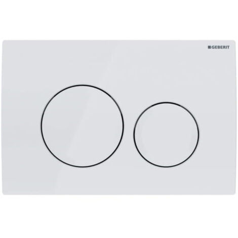 Geberit – Plaque de commande WC Delta20 double touche – Déclenchement pneumatique – Blanc alpin – ABS – Dimensions 24.6x2.3x16.4 cm