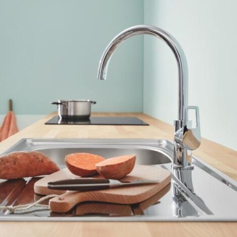 Mitigeur cuisine Grohe Bauloop, monocommande - Col de cygne Chromé - 31368001