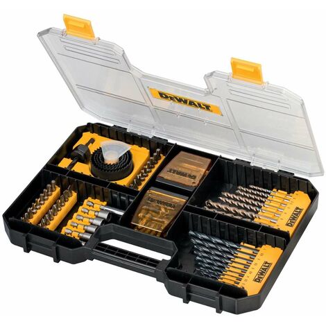 Dewalt – Coffret de forets pour perceuse 100 accessoires – Embouts PZ, forets béton et métal – Support magnétique – DT71569