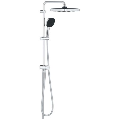 Grohe – Colonne de douche thermostatique 26698001 – Douche de tête 250mm avec 2 jets – Inverseur mural – Flexible 1500mm – Finition chromée