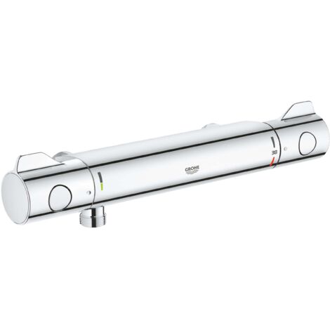 Mitigeur thermostatique de douche chrome – Finition GROHE Long-Life – Limiteur de température GROHE SafeStop – 34755000