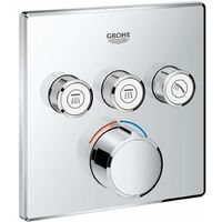 Mitigeur thermostatique encastré 3 sorties – Finition chromée – Débit 34 l/min – Installation sur corps GROHE Rapido SmartBox – 29149000