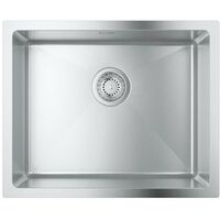 Évier 1 bac inox brossé 54x44 cm – Installation rapide GROHE FastFixation – Couche isolante GROHE Whisper – 31574SD1