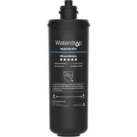 Waterdrop WD-RF10 Filtre à Eau, NSF/ANSI 42 Certifié 42, 30000 Litres, Remplacement pour Goutte d'Eau sous le Système de Filtration d'eau d'évier