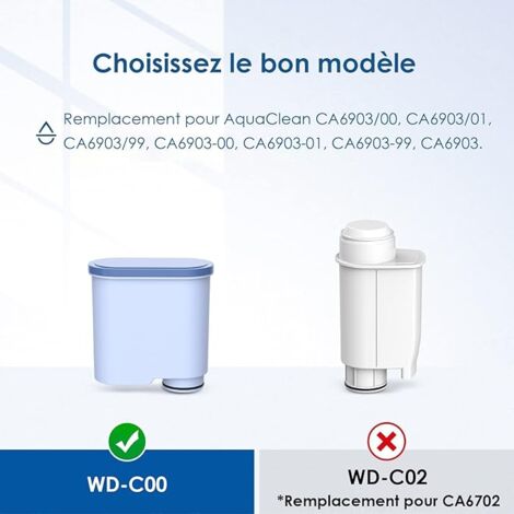 Waterdrop Filtre à Eau de Rechange Compatible avec Philips® AquaClean® CA6903/10 CA6903/22 CA6903 Filtre à Calcaire, Réduit la Teneur en Calcaire (6)