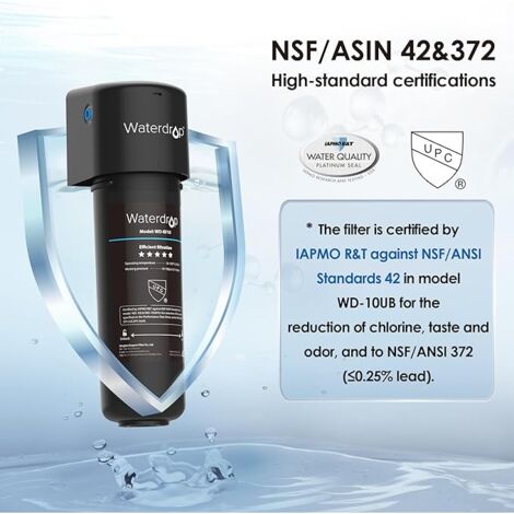 Système Filtration Eau Waterdrop 10UB Sous Évier - 30 000L Capacité - Réduit Plomb/Chlore - Robinet Dédié Inclus