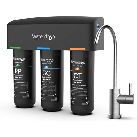 Waterdrop TSB Système de Filtre à Eau Sous Évier avec Robinet Dédié, 3