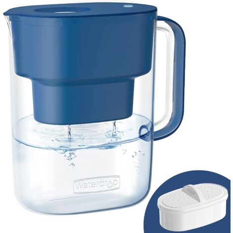 Waterdrop Lucid Carafe Filtrante d'eau avec 1×90 Jours Filtre, 3.5L, Réduit le Fluorure, le Chlore et Plus, NSF Certifiée, sans BPA, Bleu Marine (Filtre Remplaçable: WD-PF-01A Plus) (1/5)