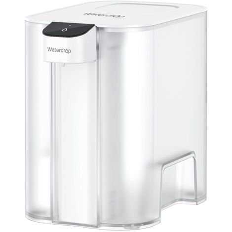 Waterdrop Carafe Filtrante Électrique Instantanée Avec Filtre de 3 Mois, Système de Filtration d'eau de Comptoir de 6 L, Réduit le Chlore, le Plomb, le Mercure, Réduit les PFAS, 757 Litres, Blanc