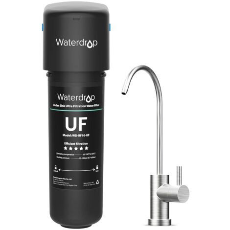 Waterdrop 10UB-UF Système de filtration d'eau sous évier 0,01 micron Ultra Filtration sous comptoir Système de filtration d'eau potable avec robinet en acier inoxydable, haute capacité 30000 Liters (1/5)