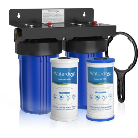 Waterdrop Système de Filtration d'Eau pour Toute la Maison, avec Filtre à Charbon et Sédiment, Filtration en 5 Étapes, Réduction du Plomb, Chlore, des Odeurs et du Goût, 5 Microns WD-WHF21-PG
