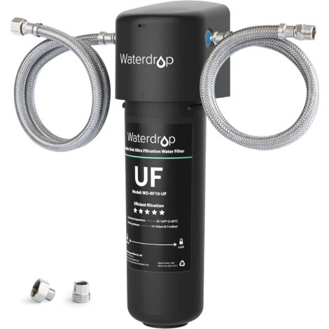 Waterdrop 10UA-UF Filtre à Eau 0.01 μm Sous Évier, Élimine le Plomb, le Chlore, les Odeurs et les Impuretés, Capacité du Filtre 41600 Litres, Connexion Directe au Robinet de Cuisine