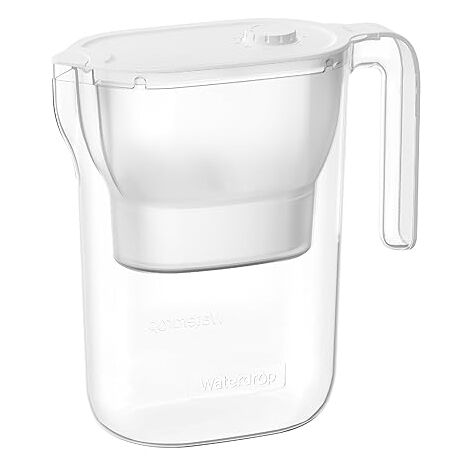 Waterdrop Carafe Filtrante pour Réfrigérateur, Pichet pour eau Filtrante avec Filtre de 3 Mois, 2,5 L, Réduit le Fluor, le Chlore et Plus, Certifiée NSF, sans BPA, Blanc (1/5)