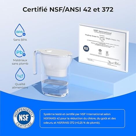 Harmony Carafe Filtrante Pour Réfrigérateur 2,6 L Pour Réduction Des