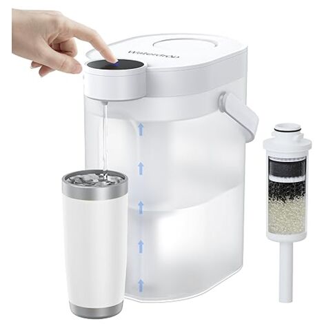 Waterdrop FreshTaste Adoucir l'Eau Carafe Filtrante Électrique, Distributeur de Filtre à Eau Instantané 4L pour Réfrigérateur, Réduit Chlore, Plomb, Cuivre, Purifie, Blanc (Filtre: WD-EWFS)