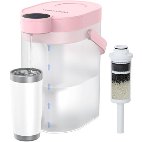 Waterdrop FreshTaste Adoucir l'Eau Carafe Filtrante Électrique, Distributeur de Filtre à Eau Instantané 4L pour Réfrigérateur, Réduit Chlore, Plomb, Cuivre, Purifie, Rose (Filtre: WD-EWFS) (1/5)