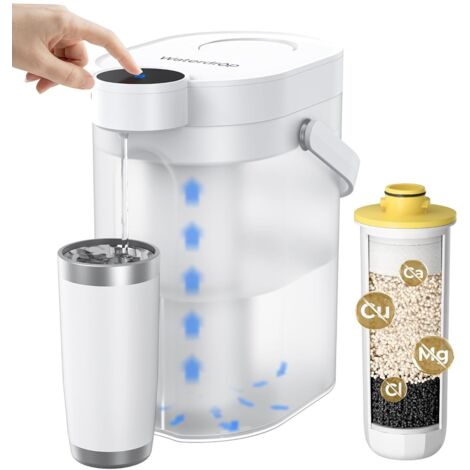 Waterdrop WD-ED11W Rechargeable Electric Water Filter Jug, 3.5 L Water Softener, Limescale Filter, 3 Months, Durable, Instant Water Filter Dispenser, Reduces Calcium, Magnesium + 70 Harmful Substances