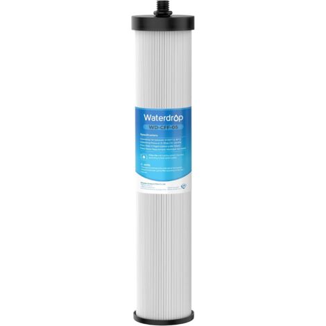Waterdrop Filtre de Remplacement WD-CFF-05 pour Robinet de Comptoir WD-CTF-09, Filtration aux Ions d'Argent, Durée de Vie 5000 Gallons, Réduit PFOA/PFOS, Chlore, Sédiments (1/5)