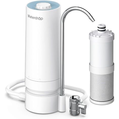 [Ultra Filtration] Waterdrop Worktop Water Filter, Filter Life Reminder, 4000 Gallons, Reduces Heavy Metals, Bad Odour and 99% Chlorine (1 Filter Included) WD-CTF-07 (1/5)