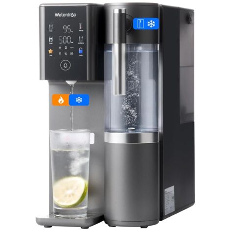 Waterdrop WD-A2 Countertop Reverse Osmosis System, Home and Cold RO System, Portable Pure Water Tank, Bottle-less Water Cooler, 6 Temperature Settings, 3:1 Pure for Drain