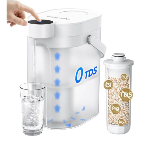 Waterdrop 0 TDS Water Filter Jug Rechargeable Powerful Electric Instant Jug Reduces Chlorine and Lead 3.5L Countertop Water Filter System with 1 Filter (1/5)