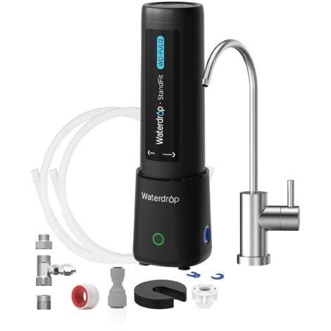 Waterdrop 10UB PRO Under Sink Water Filter, No Drilling Required, Time Reminder, with Brushed Nickel Faucet, Reduces Lead, Chlorine, Bad Taste & Odor, 11000 Gallons, Does not Lower TDS