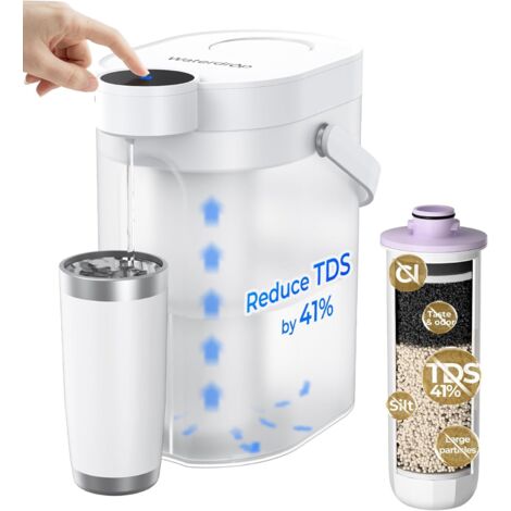 Waterdrop TDS Reduction Rechargeable Water Filter Dispenser, Retain Key Minerals, Instantly Improve Flavor, 15-Cup 5-Stage Portable Countertop Water Filtration System with 1 Filter, White (1/5)