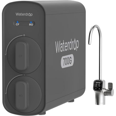 Waterdrop G5P700 Filtre Wau Osmose Inverse, Certifié NSF/ANSI 372, Système D'osmose Inverse à Débit Rapide 700G, Système de Filtration d'Eau OI 7 Etapes, 2:1 Pur à Drainer, Robinet LED, Sans BPA