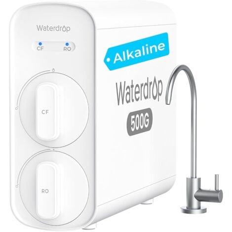Waterdrop G5P500A Alkaline Mineral PH+ Reverse Osmosis Water Filter, NSF/ANSI 372 Certified, 8-Stage Reverse Osmosis System, 500G RO Water Filter System, 2:1 Purity for Drain, Reduces TDS