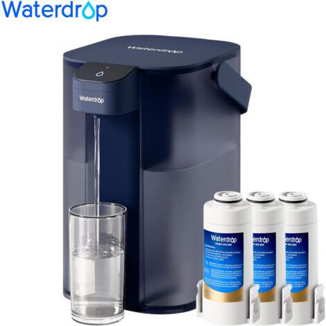 Waterdrop Instant Electric Water Filter Jug, 3.5 L 3 Month Water Filter, Outdoor Drinking Water System, Reduces Chlorine, Lead, Mercury, PFAS, PFOA/PFOS, Blue (With 3 Litre Filters)