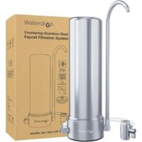 Waterdrop WD-CTF-01 Tabletop Filter, 5 Stage Stainless Steel Drinking Water Filter System, Durable Faucet Water Filter, Reduces Chlorine, Heavy Metals, Bad Taste (1 Filter Included)