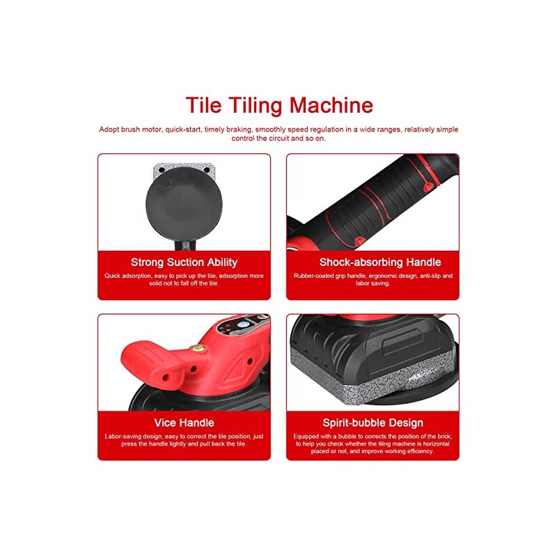 Machine de carrelage 21 V, capacité de charge élevée, pose de carrelage mural, outil vibrant, outils utilitaires de décoration de la maison avec ventouse agrandie
