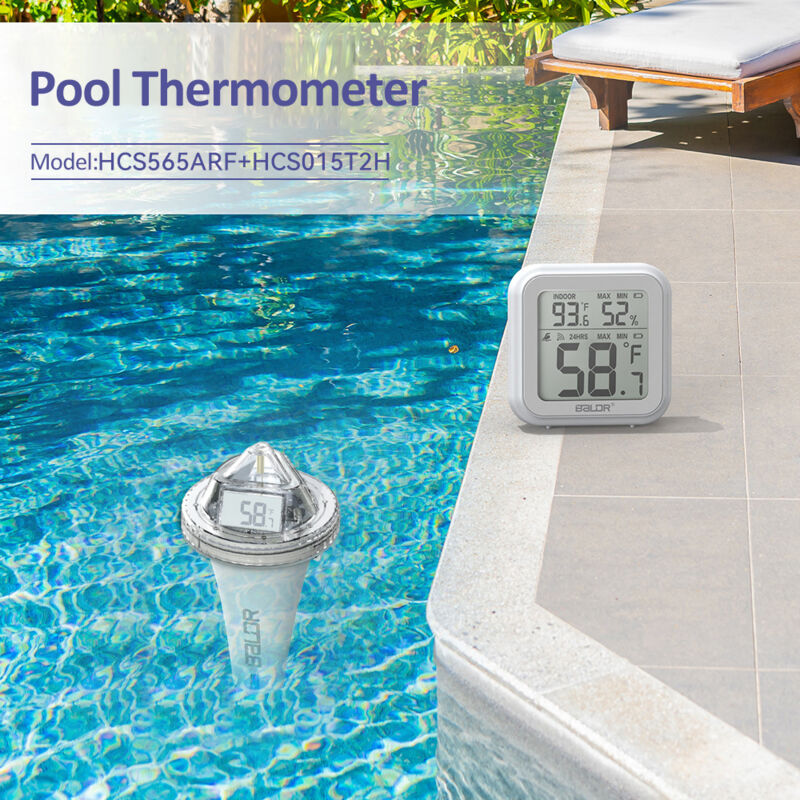 Thermomètre de piscine numérique flottant facile à lire, thermomètre de piscine sans fil avec thermomètres d'intérieur, thermomètre flottant pour piscine/jacuzzi/aquarium