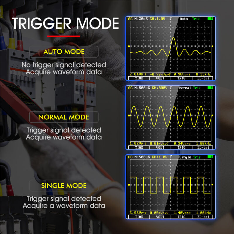 Oscilloscope 2 en 1 multimètre à affichage numérique oscilloscope portatif bande passante 1 MHz taux d'échantillonnage 2,5 Msps fonction de stockage de données pour le bricolage et les tests électron