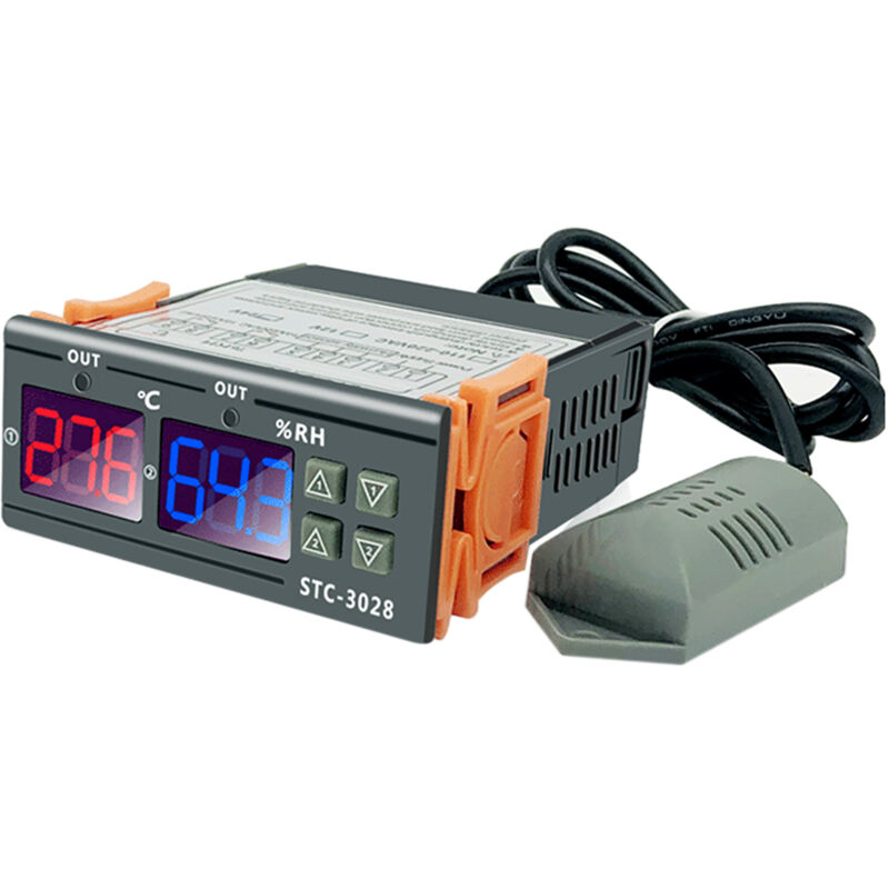 Contrôleur d'humidité et de température numérique STC-3028, thermostat intelligent, hygrostat, thermomètre et hygromètre pour congélateur et réfrigérateur
