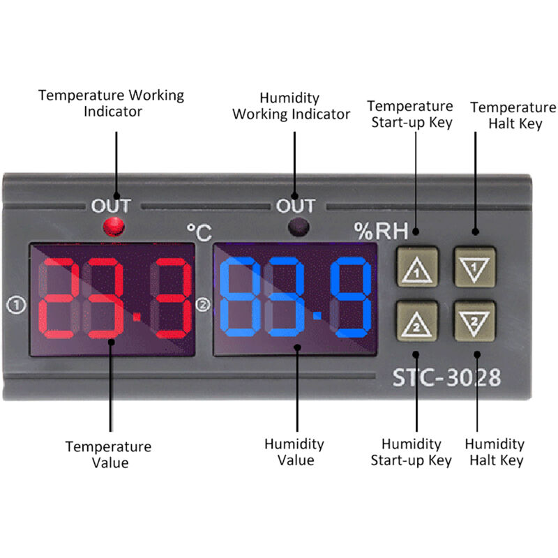 Contrôleur d'humidité et de température numérique STC-3028, thermostat intelligent, hygrostat, thermomètre et hygromètre pour congélateur et réfrigérateur
