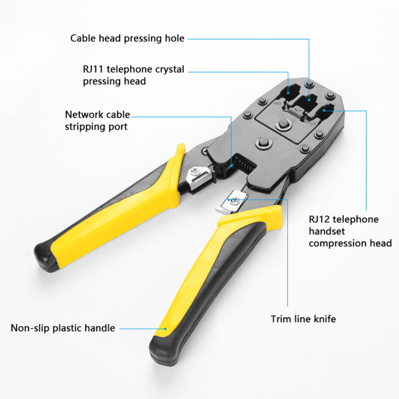 Kit d'outils de réparation de réseau RJ45 RJ11 RJ12 Handskit avec testeur de câble, pince à ressort, outil de sertissage, pince à sertir