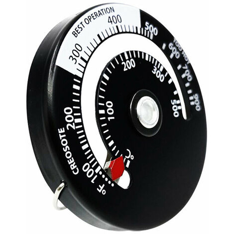 158 Thermomètre à tuyau pour tuyau de poêle - magnétique - aluminium - noir