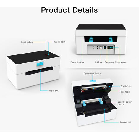 VEVOR – imprimante thermique d'étiquettes de bureau, 203dpi, fabricant  d'étiquettes autocollantes, expédition, codes-barres, Compatible avec  Windows