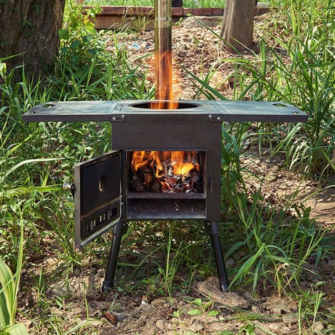 Réchaud de tente de camp de poêle à bois pliable portatif avec le tuyau de  cheminée