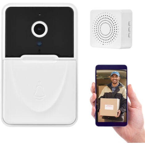 Sonnette vidéo sans fil WiFi 2,4 G, sonnette de sécurité visuelle intelligente avec détection de mouvement, vision nocturne, audio bidirectionnel, surveillance en temps réel