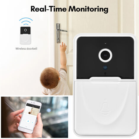 Sonnette vidéo sans fil WiFi 2,4 G, sonnette de sécurité visuelle intelligente avec détection de mouvement, vision nocturne, audio bidirectionnel, surveillance en temps réel