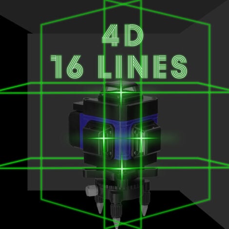 Multifonctionnel 4D 16 Lignes Niveau Laser 3° Machine Auto-nivelante Outil de Nivellement de Batterie au Lithium Rechargeable USB avec Lignes d'Inclinaison Horizontales Verticales