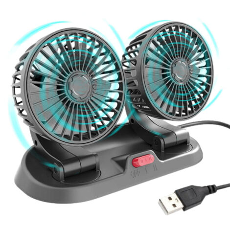 Snorthy - Ventilateur De Voiture Double Tête 12V/24V - 2 Vitesses, Rotation 360° - Pour Voiture, SUV, Camping-car