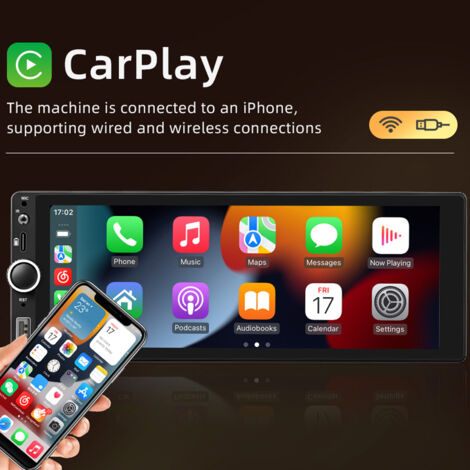 Autoradio Android 13, navigation  simple DIN avec écran tactile de 6,86 pouces, prise en charge de Carplay Android Auto, connexion WiFi/BT, radio RDS, lien téléphonique miroir, image inversée, com