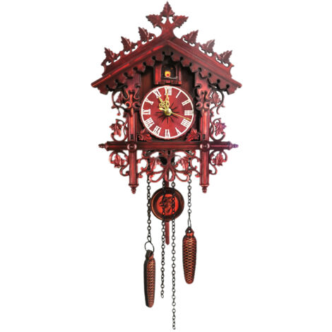 Horloge à Coucou Bois Moderne Avec Pendule - Design Nichoir Et Carillon Doux | Décoration Murale Écureuil