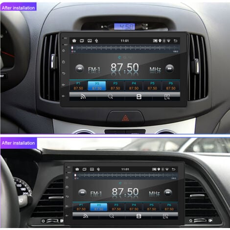 Autoradio Android 11 Double Din Navigation  Radio FM avec écran tactile 7 pouces Prise en charge WIFI/AUX/U-Disk/Lien téléphonique/Appel mains libres/Image inversée/Commande au volant avec caméra
