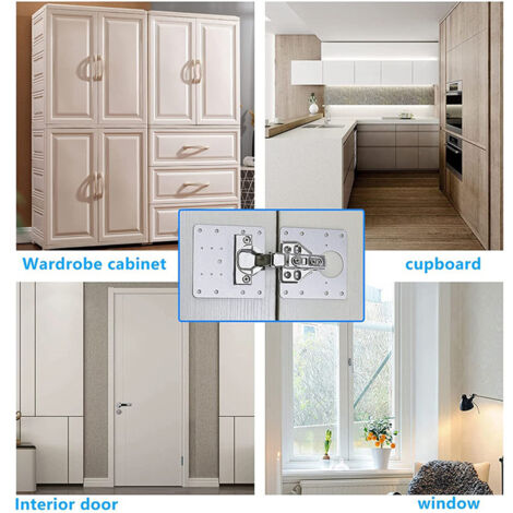 Lot De 6 Plaques De Réparation De Charnières En Acier Inoxydable Avec 36 Vis Et 12 Trous De Fixation Pour Reparation De Portes Placards Meubles 98567654