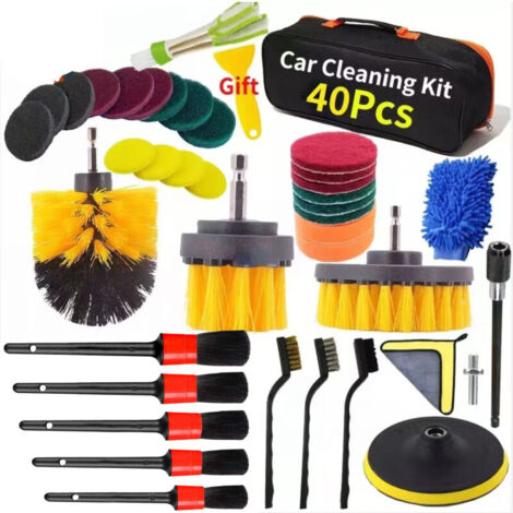 Kit De 14 Brosses Pour Perceuse KIMIGO - Nettoyage Jantes, Voiture, Cuisine - Avec Tige Extension